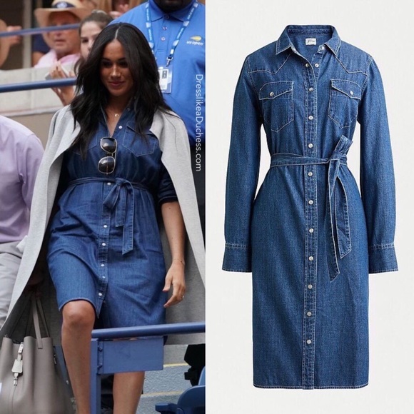 Denim shirtdress with tie belt Clearance